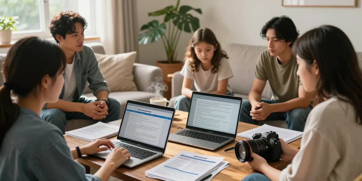 Family discussing their options with best timeshare exit companies in a cozy living room.