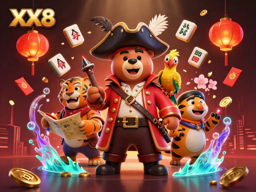 Experience the excitement of XX8 casino with a vibrant 3D illustration featuring captivating gaming elements.