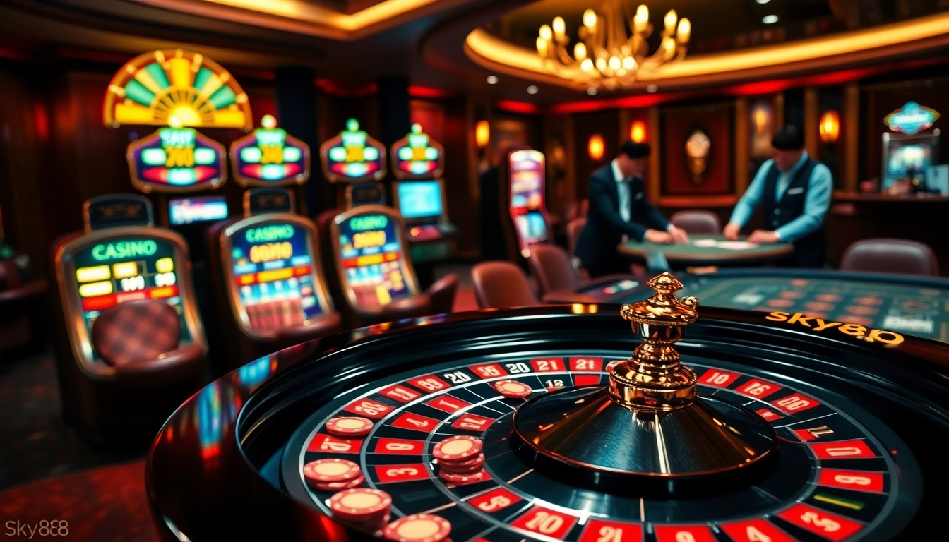 Sky88 offers an exciting casino experience with vibrant roulette and poker gameplay.