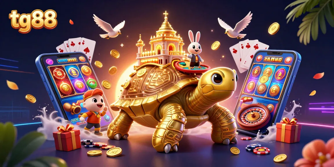 Experience the thrill of winning with tg88's cartoon-style casino adventure featuring gold coins and games.