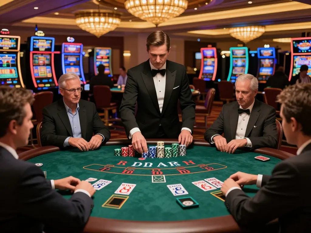 Players engaging in a dynamic blackjack game at DA88 casino table, capturing an exciting atmosphere.
