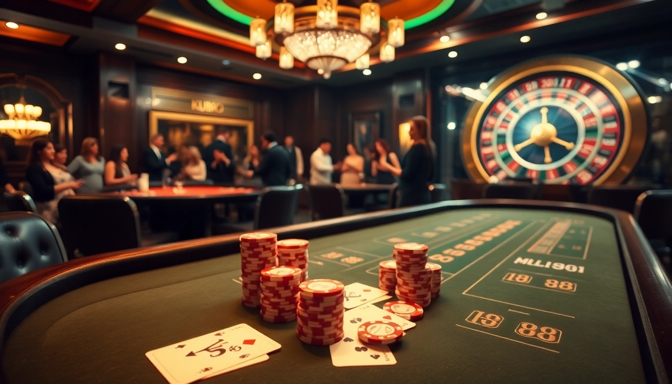 Engaging players at KU88 casino table with vibrant games and excitement.