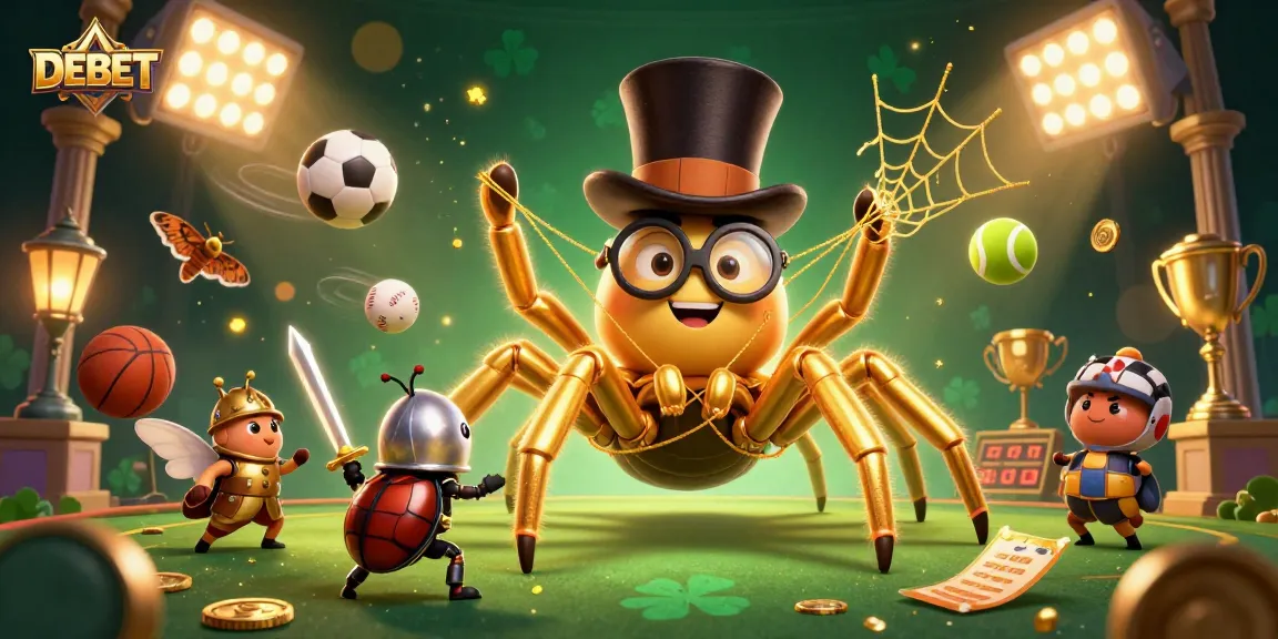 DEBET casino adventure with a golden tarantula and beetle knight in a dynamic scene