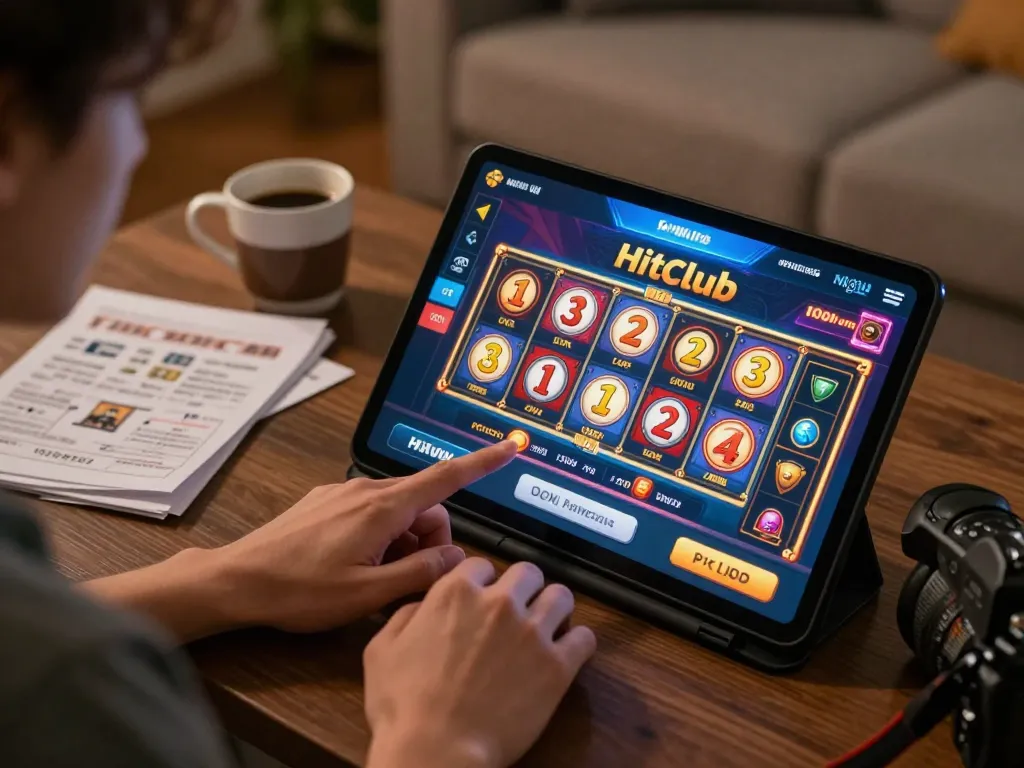 Player exploring Hitclub mobile app for an engaging casino experience at home.