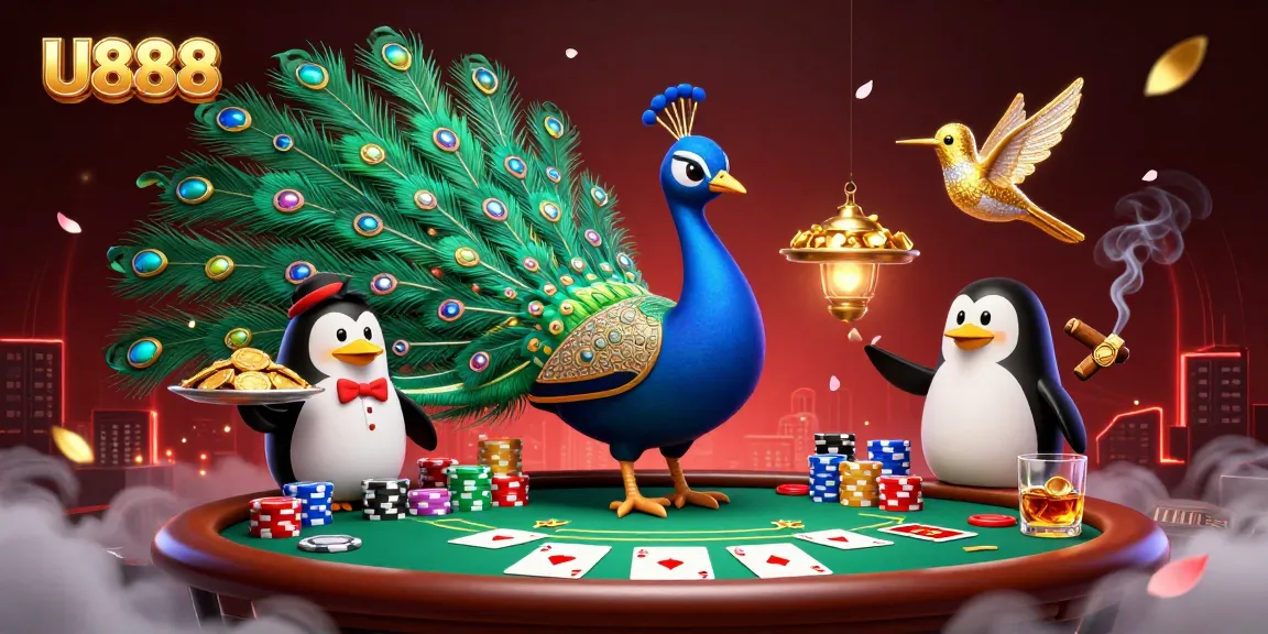 Experience the thrilling gameplay of U888 with vibrant characters and a dynamic casino atmosphere.