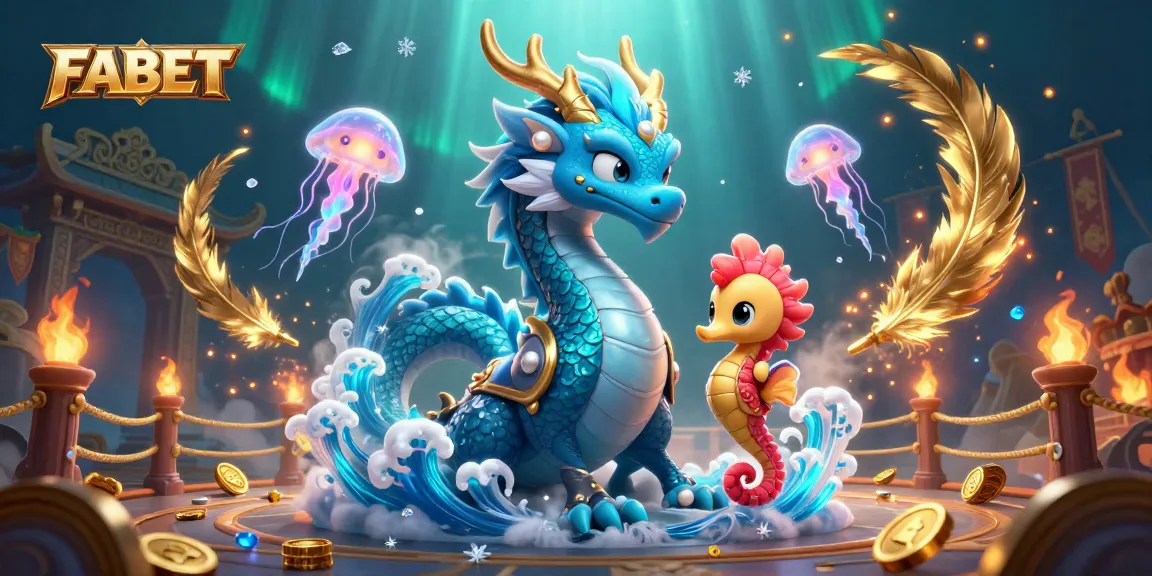 Experience exciting action with FABET in this vibrant underwater casino-themed illustration.