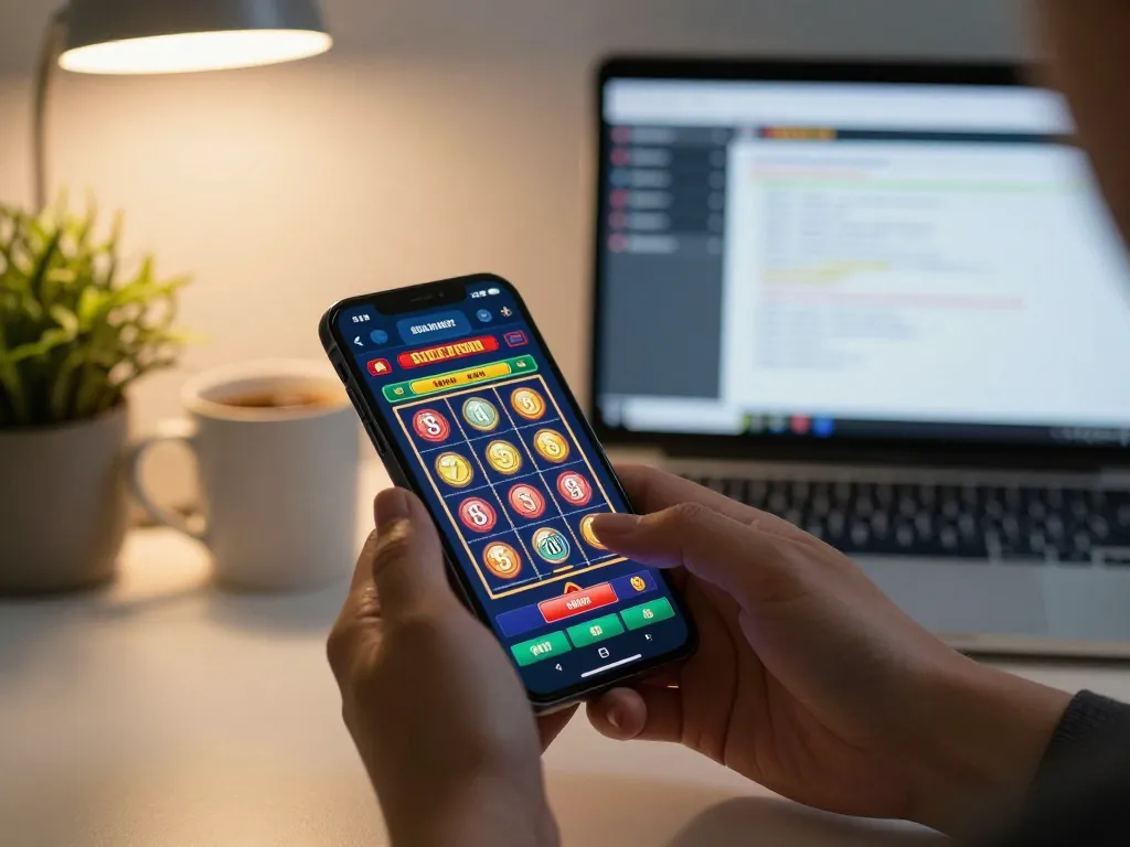 Engaged player betting on captivating slot games at https://net88.wtf/ in a cozy home setting.