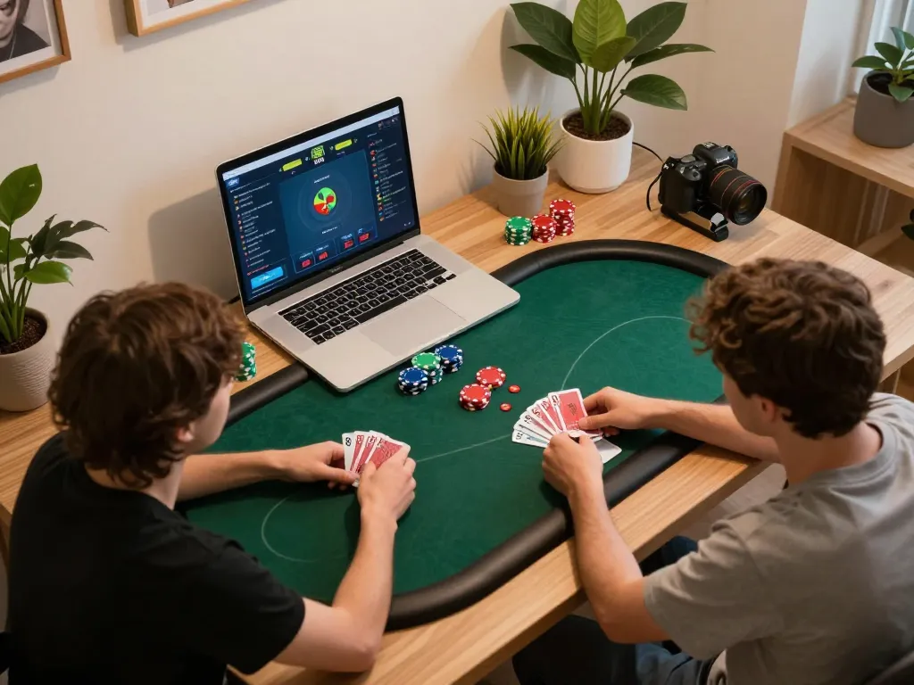 F168 KJC virtual poker game in progress showcasing engaging gameplay and strategic decisions in a cozy home office
