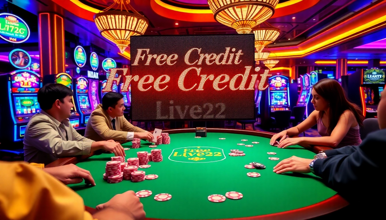 Win big with free credit live22 at a vibrant casino table filled with excitement and action.