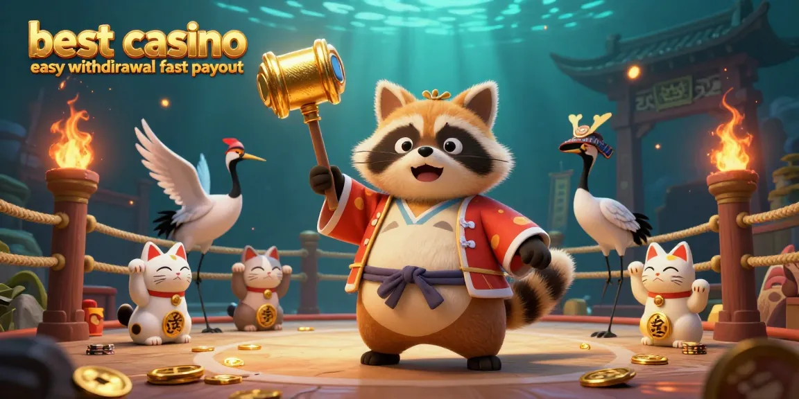 Experience the best casino easy withdrawal fast payout with a vibrant 3D scene featuring cheerful characters and dynamic casino elements.