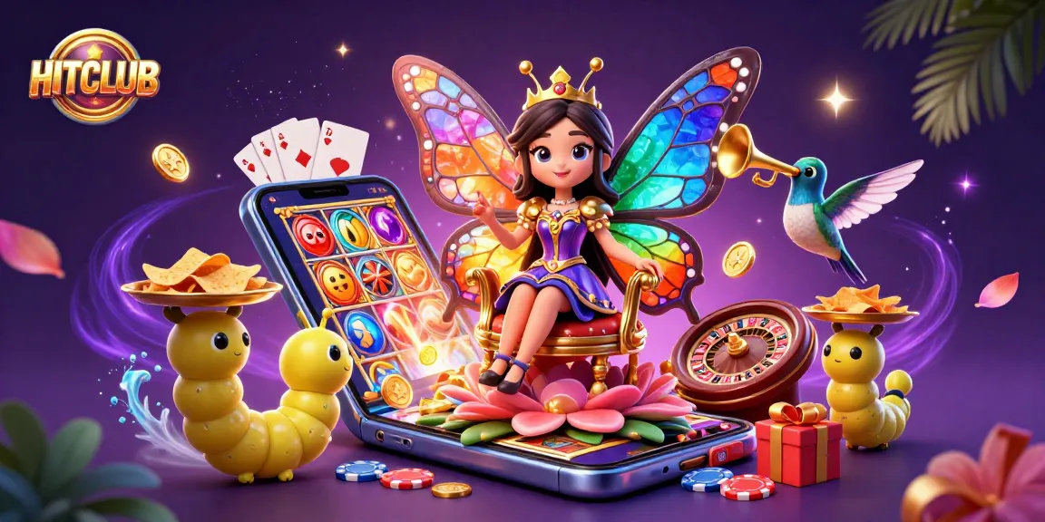 Experience HITCLUB's vibrant 3D casino fantasy with slots, chips, and magical gaming atmosphere.