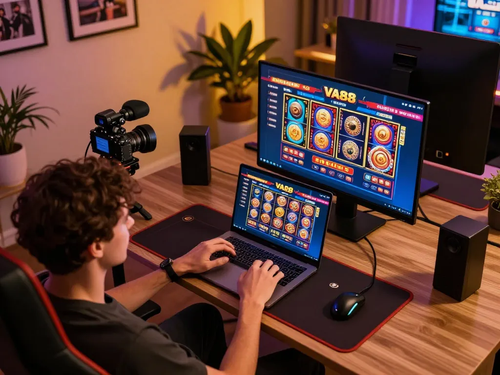 Engaging online gaming experience with VA88 interface displayed on laptop screen for immersive fun