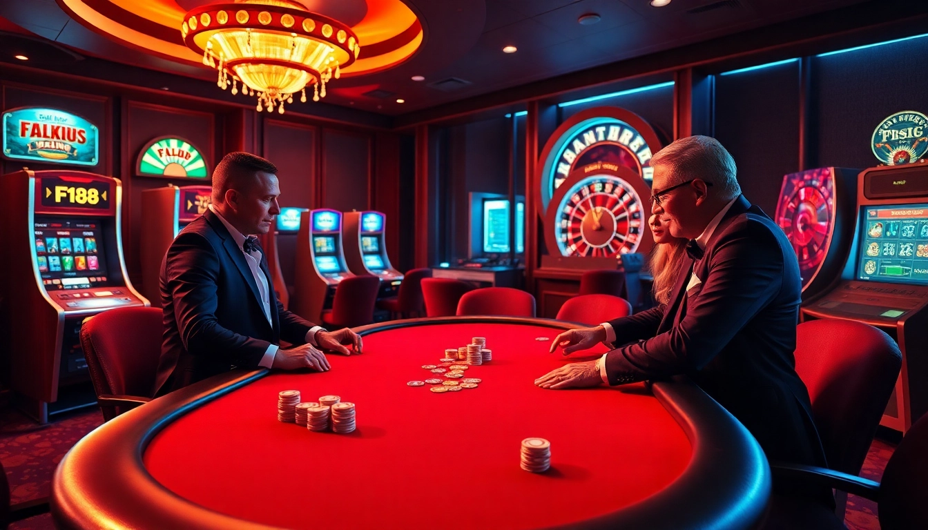 Players enjoying high-stakes poker at F168's luxurious casino table.