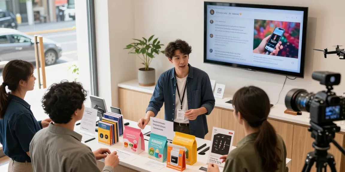 Optimize your e-commerce with a lively retail setting showcasing products and customer interaction.