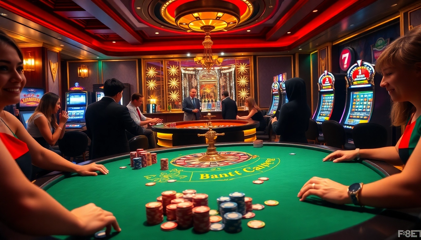 Engaging poker scene at F8BET with players and vibrant casino elements.