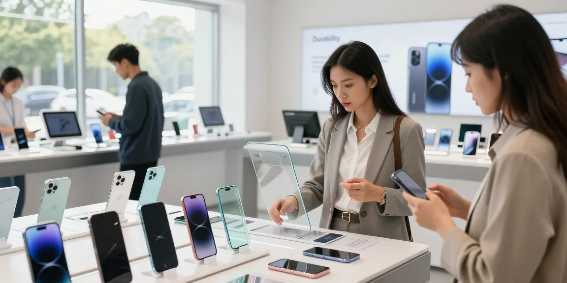 Mobile Tempered Glass Wholesale display in vibrant retail environment, showcasing durability and customer engagement.