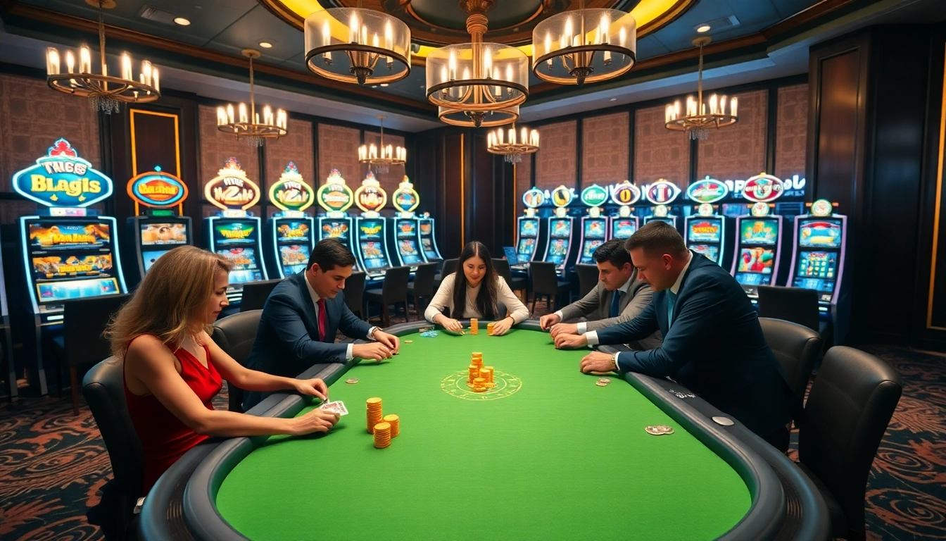 LU88's thrilling poker game at a modern casino table with vibrant betting colors.