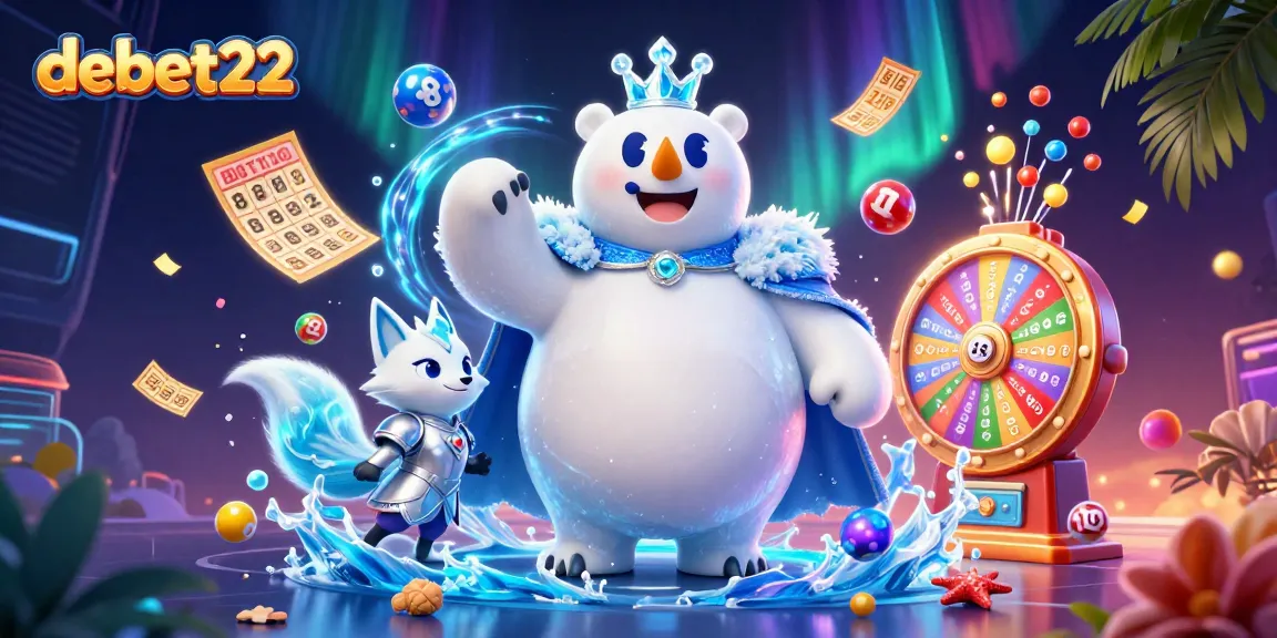 Join the excitement at debet22 with vibrant gaming elements and characters celebrating a lottery win!