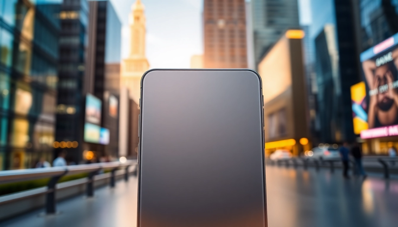 Disfruta del iPhone 17 Pro Max en un entorno urbano moderno, destacando su diseño elegante.