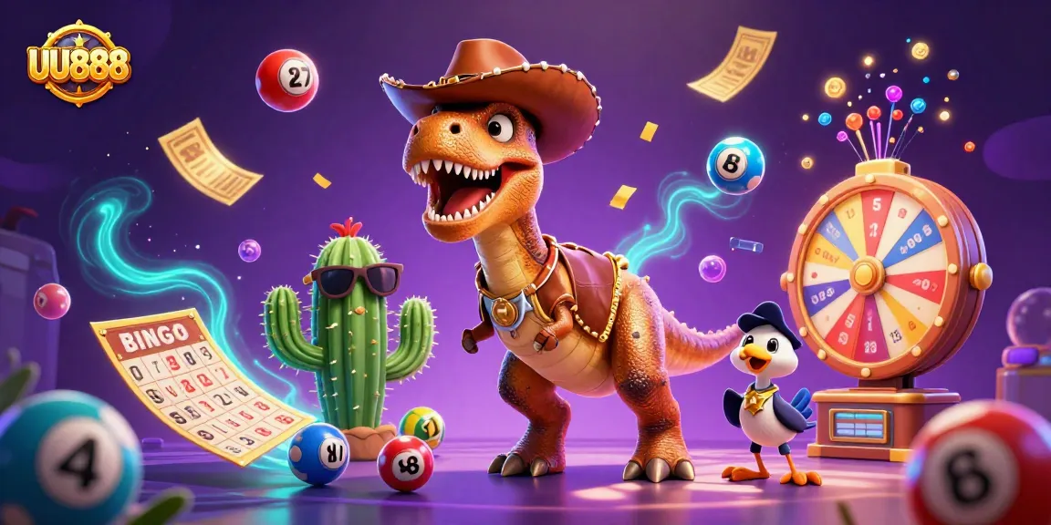 Experience excitement at UU888 with vibrant lottery elements and fun characters in a rich casino setting.