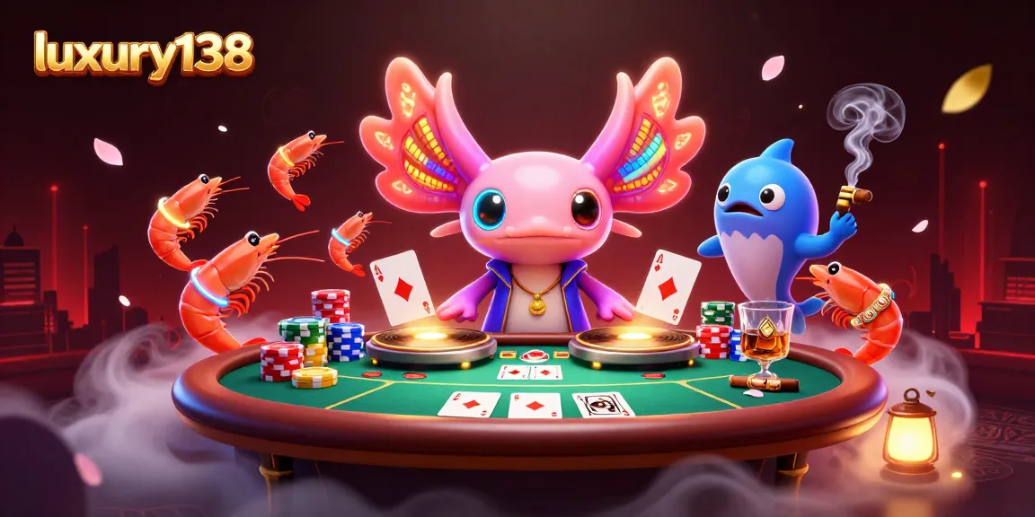 Engage with luxury138 and experience thrilling poker action in a vibrant, animated casino scene.