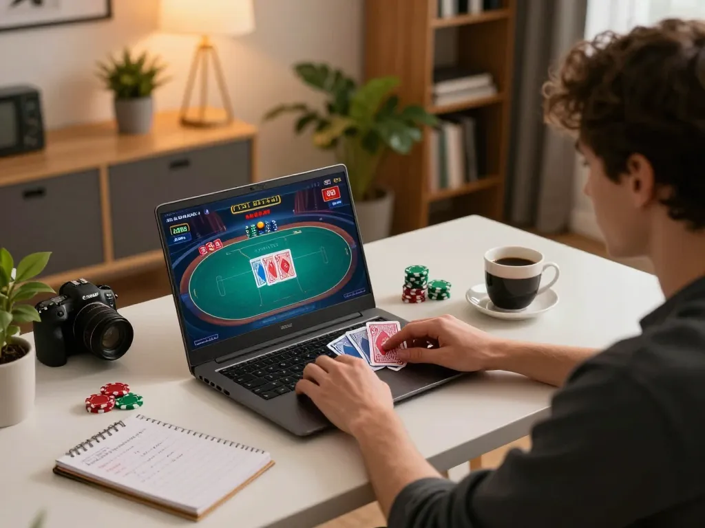 Engaging online gaming scene at lc 88 with player focused on poker gameplay.