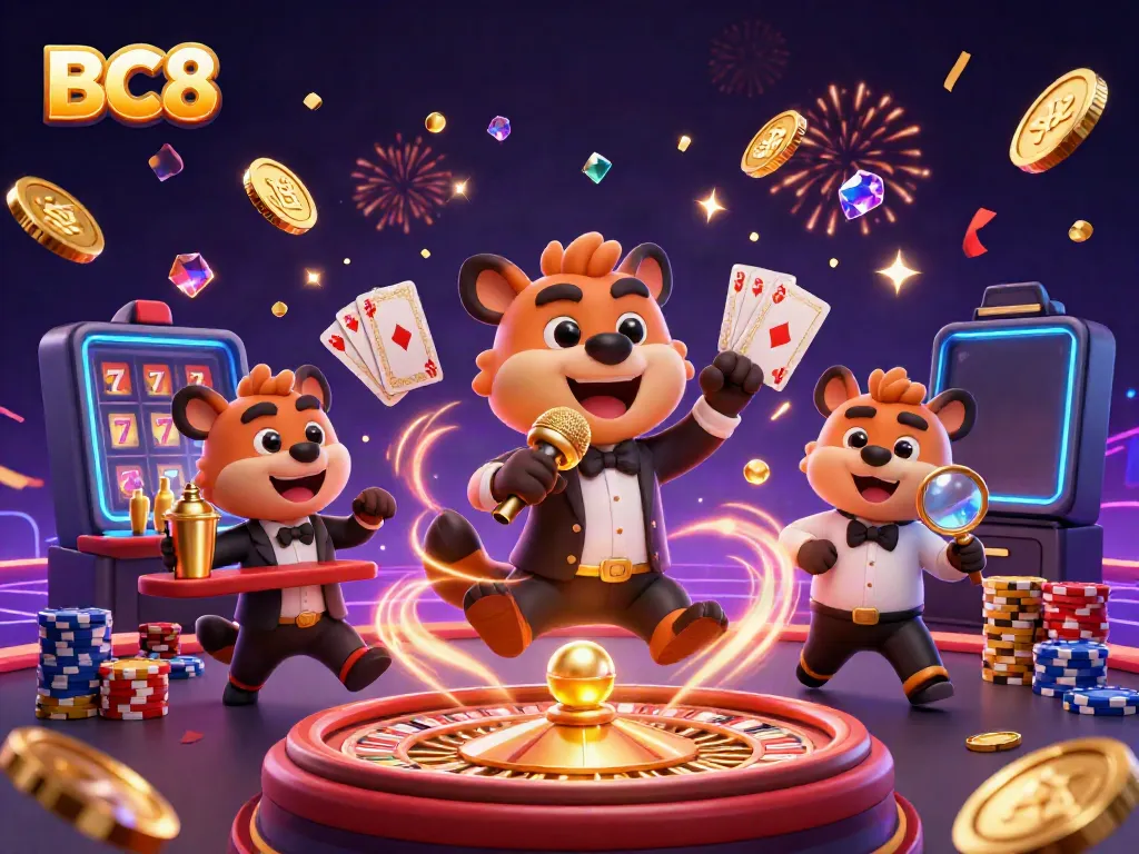 Enjoy the lively BC8 casino experience with hyenas performing comedy, bartending, and bouncer activities.