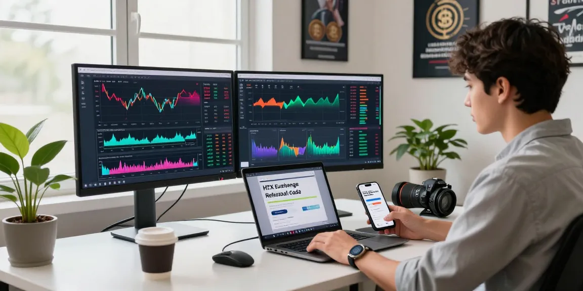 Maximize rewards with HTX Exchange Referral Code in home office setup.