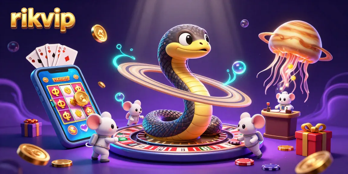 Experience thrilling gaming at rikvip with an engaging cosmic casino scene featuring playful characters.