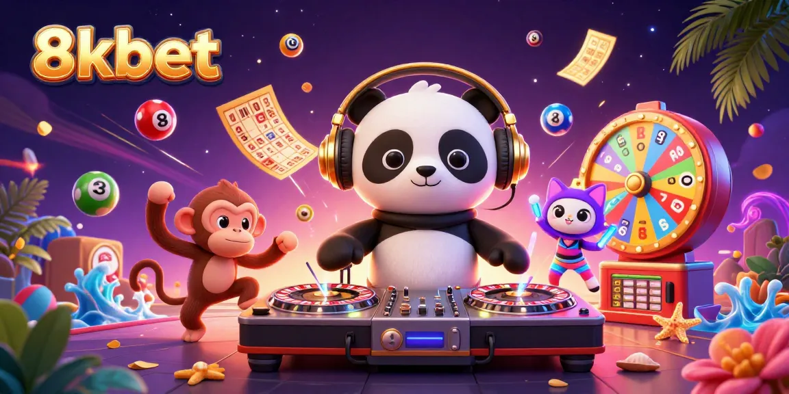 Experience thrilling gameplay with 8xbet featuring a DJ panda spinning roulette and lively characters.