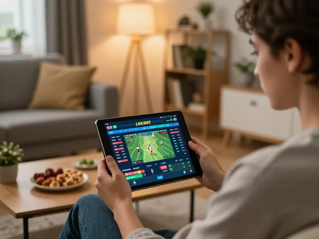 Engaging in strategic betting with s666 app on tablet in cozy home setup