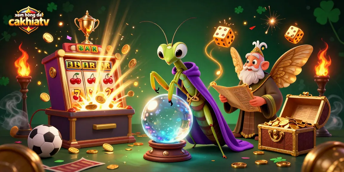 xem bóng đá cakhiatv captures a vibrant scene of fortune tellers and casino elements in 3D.