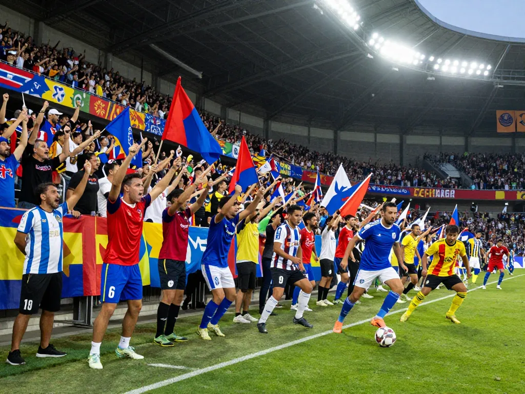 Cá độ bóng đá live match with enthusiastic fans cheering on players in vibrant stadium atmosphere.
