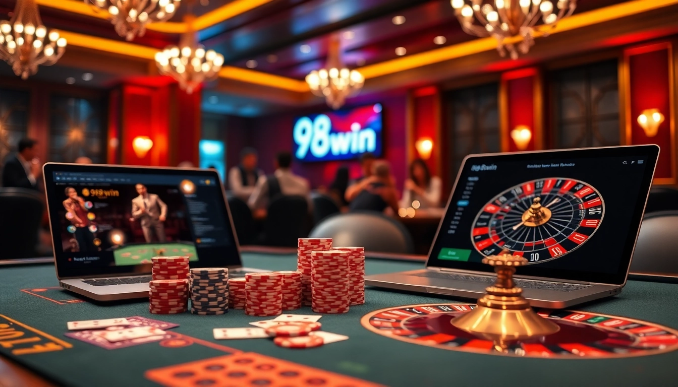 Experience the thrill of winning at 98win with luxurious casino gaming elements and vibrant action.