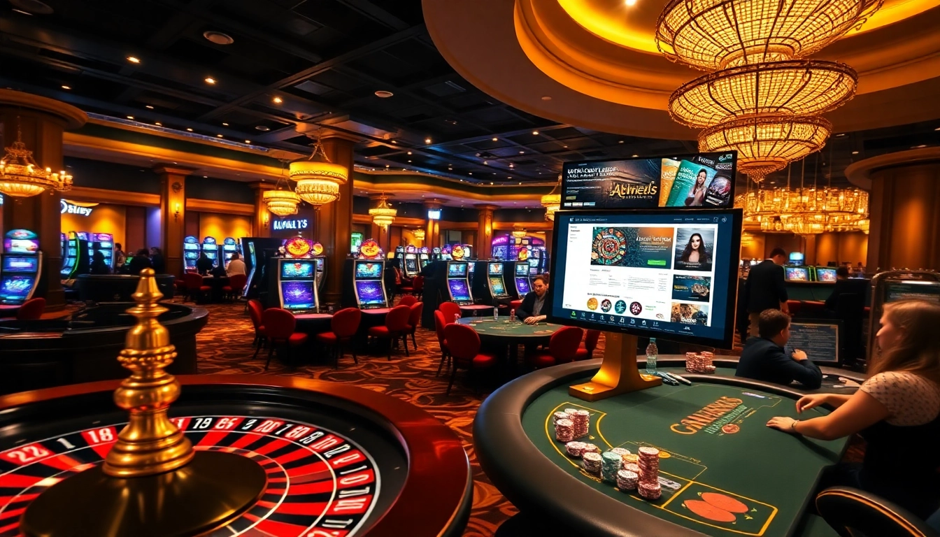 Engage with the thrilling Website atmosphere of a casino, featuring vibrant games and excitement.