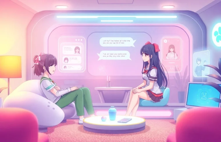 Engaging scene of hentai AI chat featuring animated characters and digital interaction.