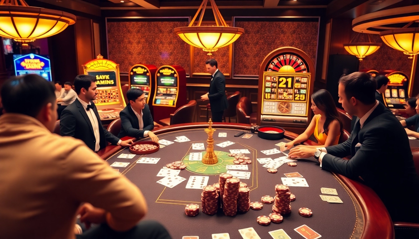 Excited players engaging in thrilling online casino games at 789f's vibrant gambling interface.