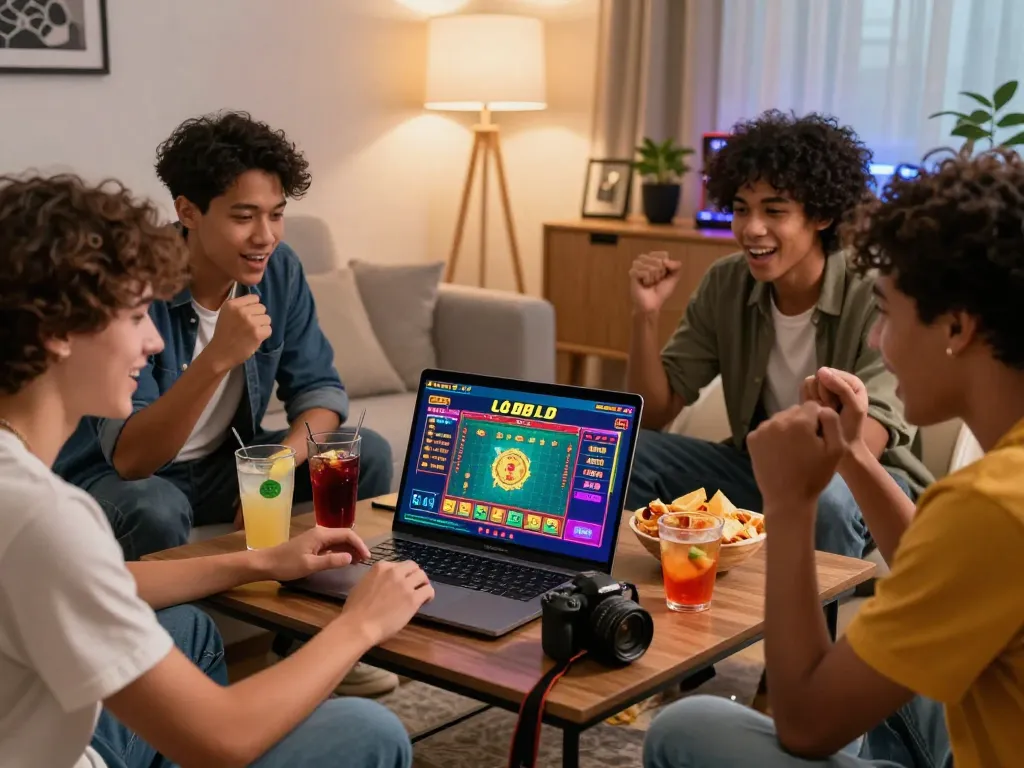 Enjoying lô đề online with friends in a cozy living room
