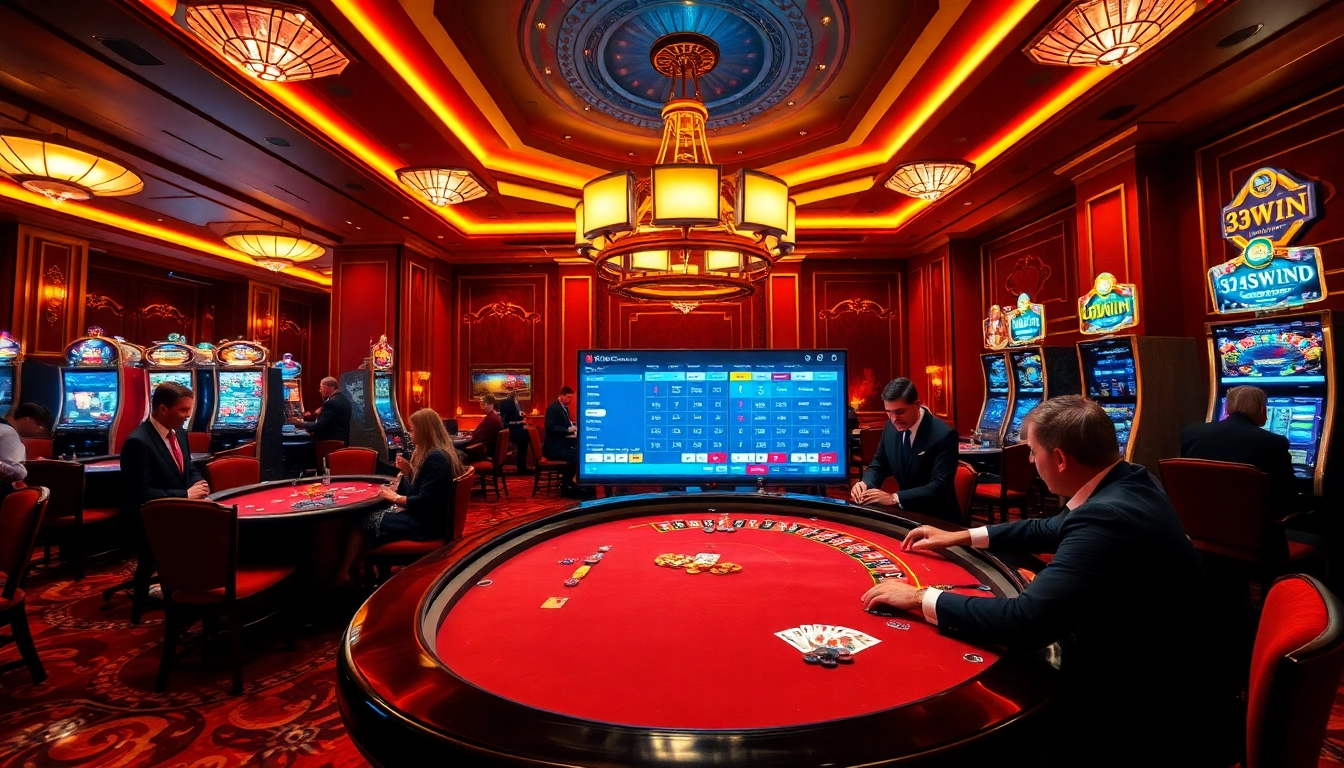Exciting casino atmosphere with players engaging in high-stakes action at 33WIN.