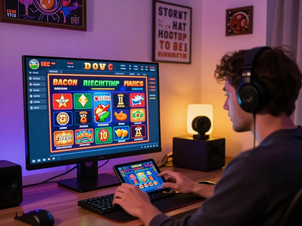 Player enjoying TR88 online gaming experience with a vibrant atmosphere and colorful game graphics.