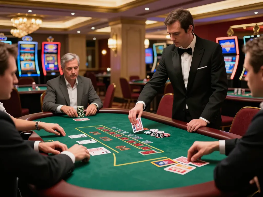Players at 9bet blackjack table focusing intently on their cards and bets