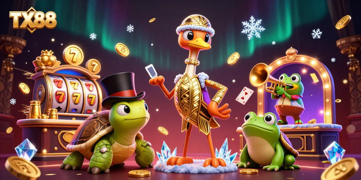 Engage in thrilling casino adventures with TX88, featuring vibrant characters and game elements.