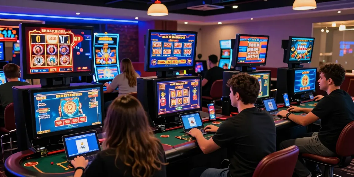 Diversi giocatori si divertono con un'esperienza di gioco entusiasmante su una piattaforma di casinò non AAMS con molteplici giochi visualizzati, mostrando grafiche vivaci e tecnologia coinvolgente.