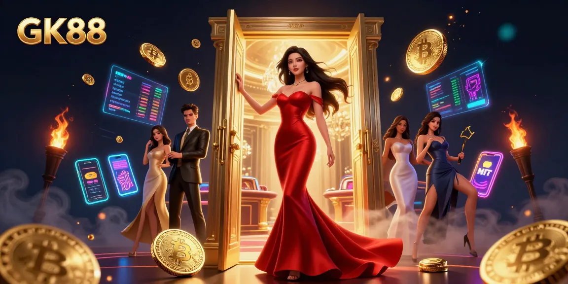 Experience winning thrill at GK88 with a stunning Asian dealer in a luxurious casino setting.