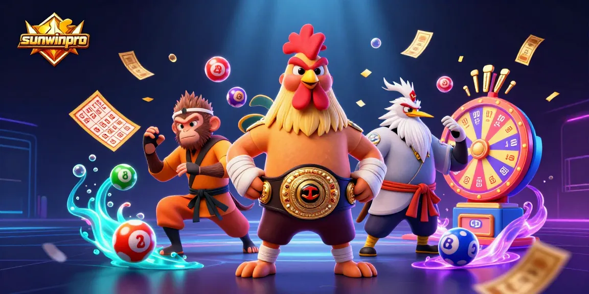 Experience thrilling gameplay with sunwinpro as vibrant lottery elements and characters engage in lively action.