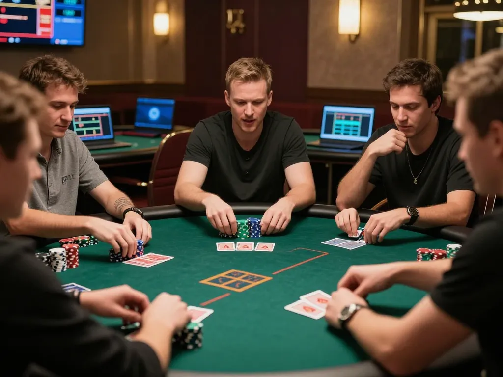 Exciting poker game at 88aa trang chủ with focused players and dynamic card dealing action.