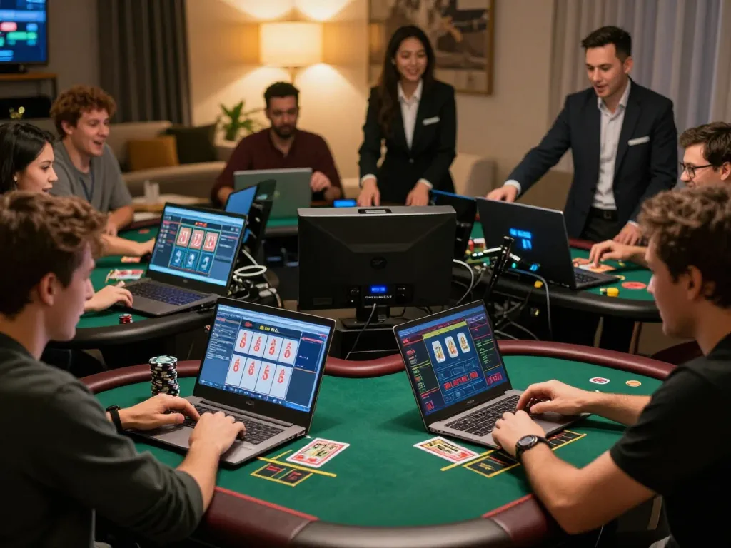 Players enjoying 13win live blackjack online, showcasing excitement and strategy in a vibrant gaming environment