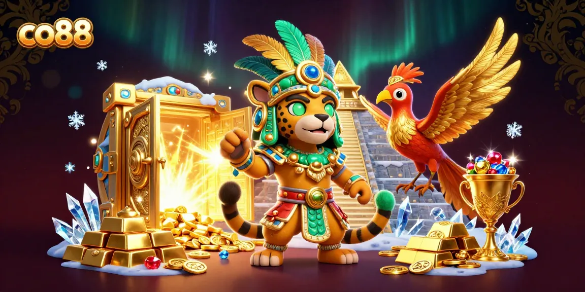 Experience exciting wins with co88 in a vibrant, dynamic casino scene featuring dazzling treasures.