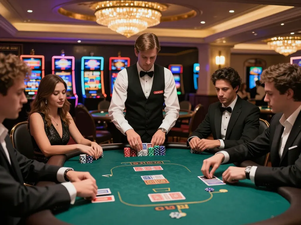 Sunwin poker game showcasing strategic bets and winning hands, vibrant casino atmosphere.