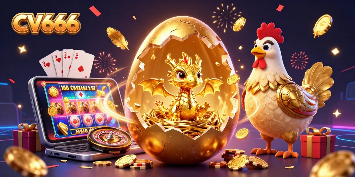 Join the excitement at CV666 with a captivating golden dragon and gaming elements.